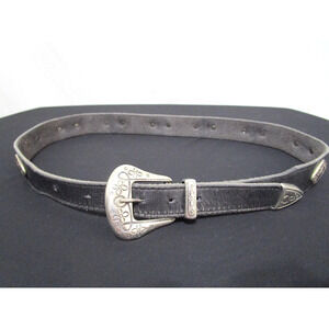 VTG Gap Black Leather Silver Concho Southwestern Belt Women S/M, 28"-32"